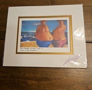 Signed Beach Friends Art Print with Gold Mat